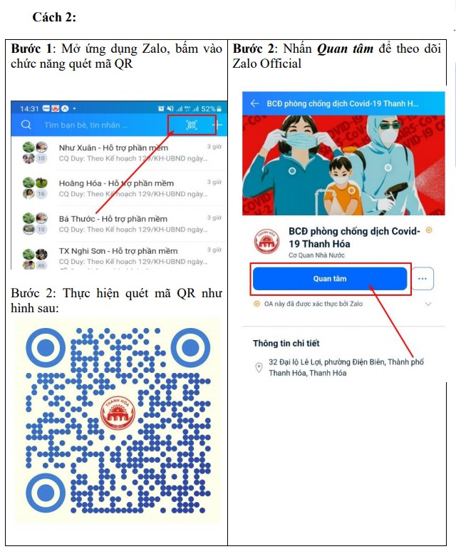 Triển khai ứng dụng Zalo trong phòng, chống dịch bệnh COVID-19 trên địa bàn tỉnh Thanh Hóa