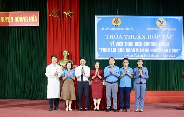 LĐLĐ huyện Hoằng Hóa phối hợp Công ty TNHH Medlatec Thanh Hóa tổ chức hội nghị ký kết thỏa thuận hợp tác chương trình phúc lợi đoàn viên