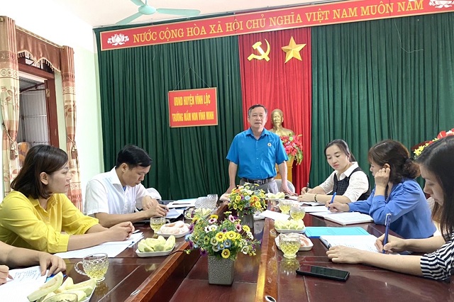 LĐLĐ huyện Vĩnh Lộc giám sát thực hiện Quy chế dân chủ  và Bếp ăn bán trú tại trường Mầm Non Vĩnh Minh