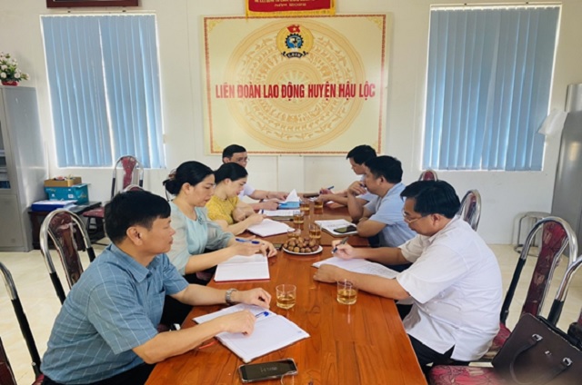 Liên đoàn Lao động tỉnh làm việc với Liên đoàn Lao động huyện Hậu Lộc về công tác chuẩn bị cho Đại hội Công đoàn huyện lần thứ X, nhiệm kỳ 2023 - 2028