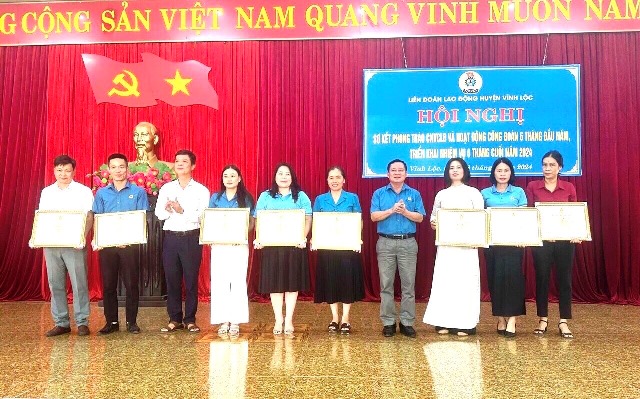 LĐLĐ huyện Vĩnh Lộc sơ kết phong trào CNVCLĐ  và hoạt động công đoàn 6 tháng đầu năm 2024.