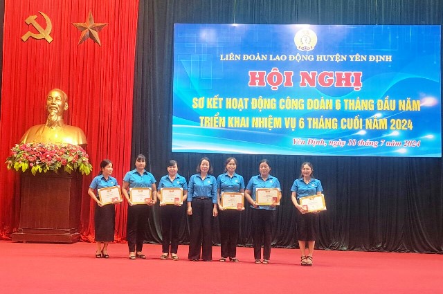 LĐLĐ huyện Yên Định tổ chức Hội nghị sơ kết hoạt động Công đoàn  6 tháng đầu năm, triển khai nhiệm vụ 6 tháng năm 2024