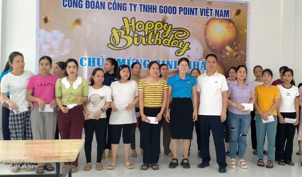 Hậu Lộc: Công đoàn Công ty TNHH Good Point tổ chức sinh nhật cho công nhân và trao quà khuyến học cho con đoàn viên vượt khó học giỏi